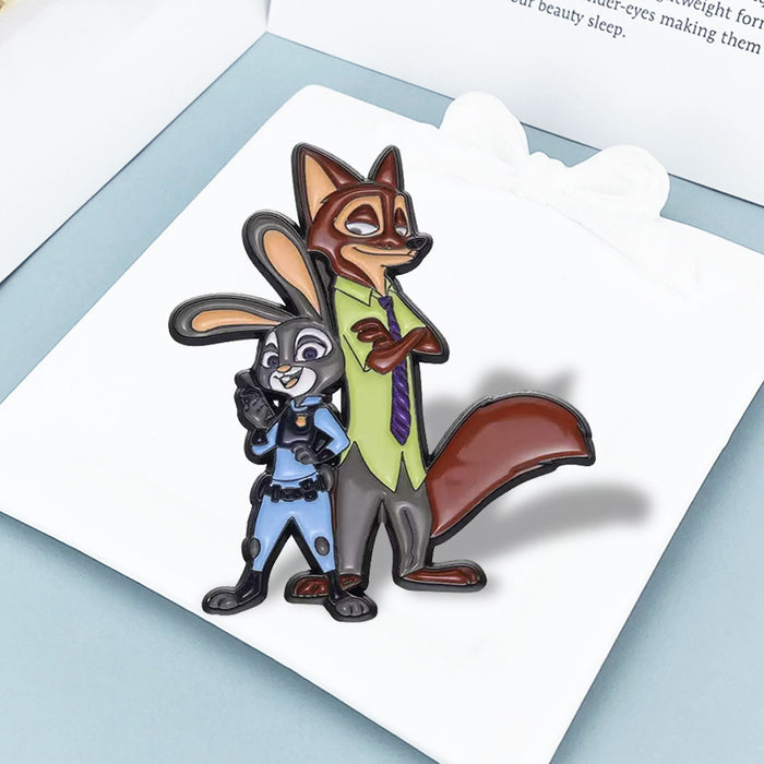 Wholesale Chic Cartoon Rabbit Fox Brooch Creative Painted Metal Pin for Bags Clothes Anime Accessory MOQ≥2