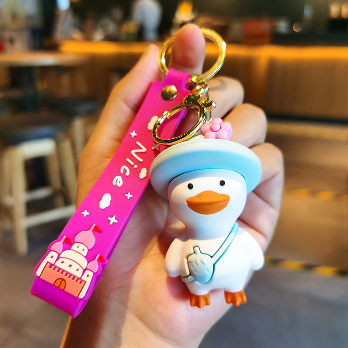 Wholesale Cartoon Cute Tilting Duck Soft Pvc Keychain JDC-KC-YMeng021