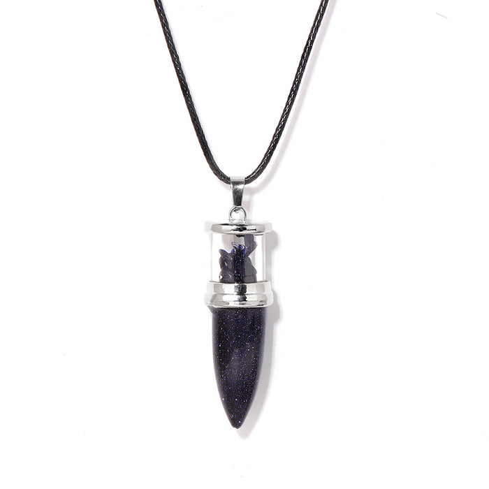 Wholesale Bullet shaped pendant necklace with inlaid embellishments