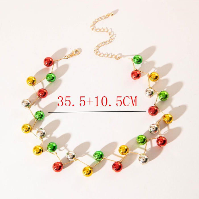 Wholesale Colorful Beaded Geometric Necklace Alloy Clavicle Chain Boutique Resale MOQ≥2