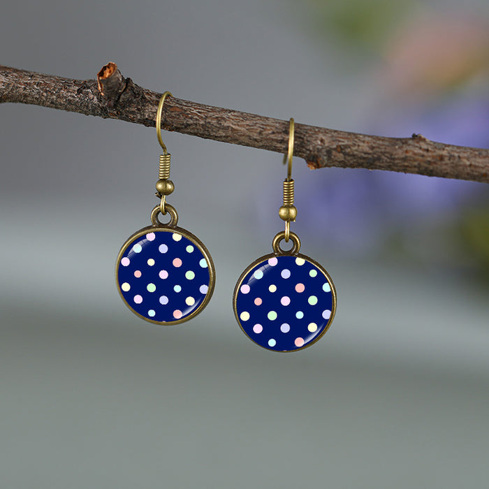 Wholesale Round Polka Dot Pattern Earrings for Men and Women Creative Earrings