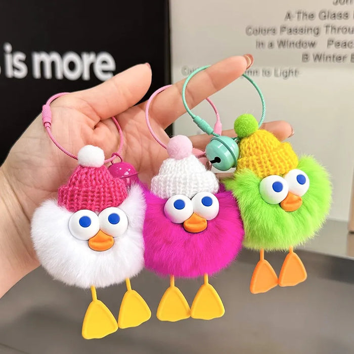 Wholesale cute plush big-eyed duck pendant Keychains
