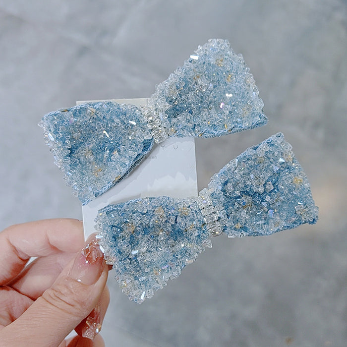 Wholesale blue bow full crystal Hair Clips hair accessories