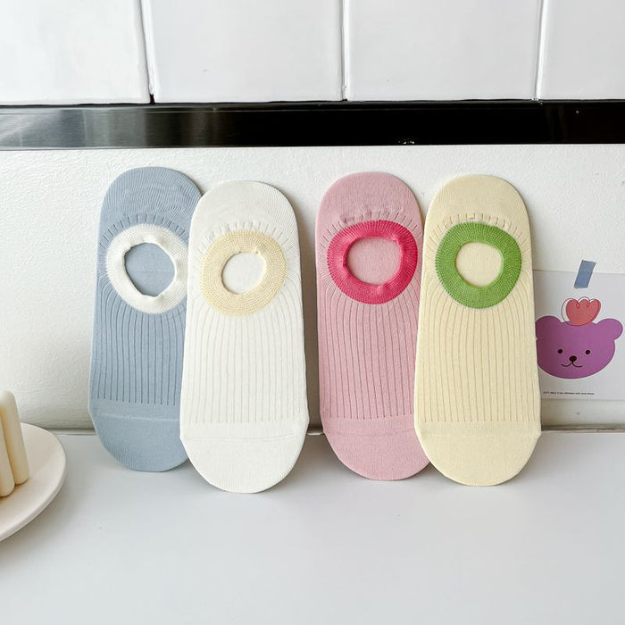 Wholesale Cotton socks, color blocked boat socks, sweat wicking, breathable, anti slip, non shedding, invisible heel
