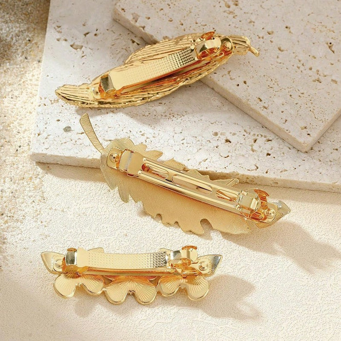 Wholesale hairpin retro metal feather bangs hairpin edge clip leaves texture spring clip hair accessories