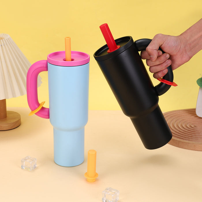 Wholesale 40oz Ice Bullies Cup with 304 Stainless Steel Handle Straws in Various Bright Colors