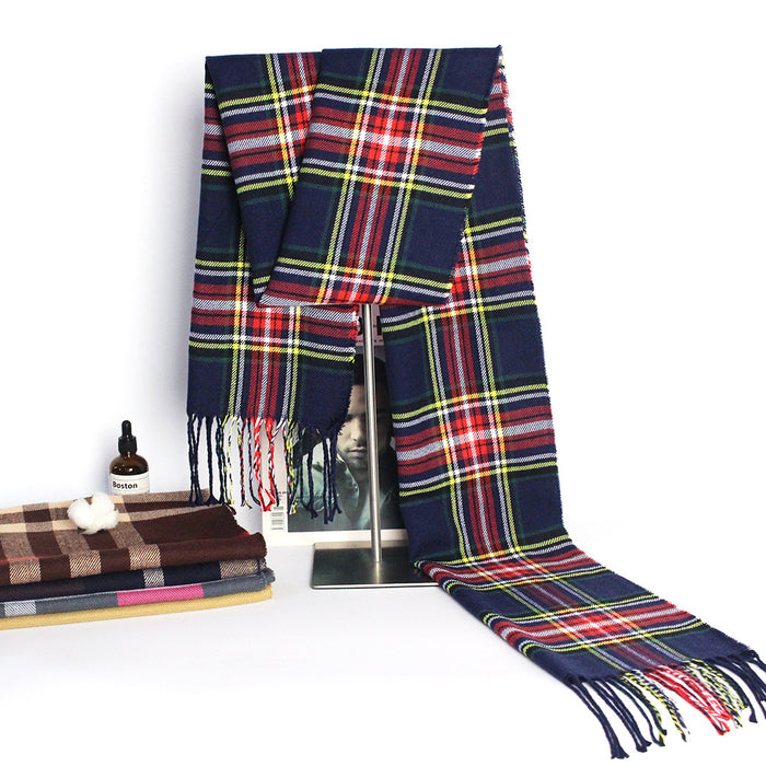 Wholesale  Casual Brushed Thick British Plaid Long