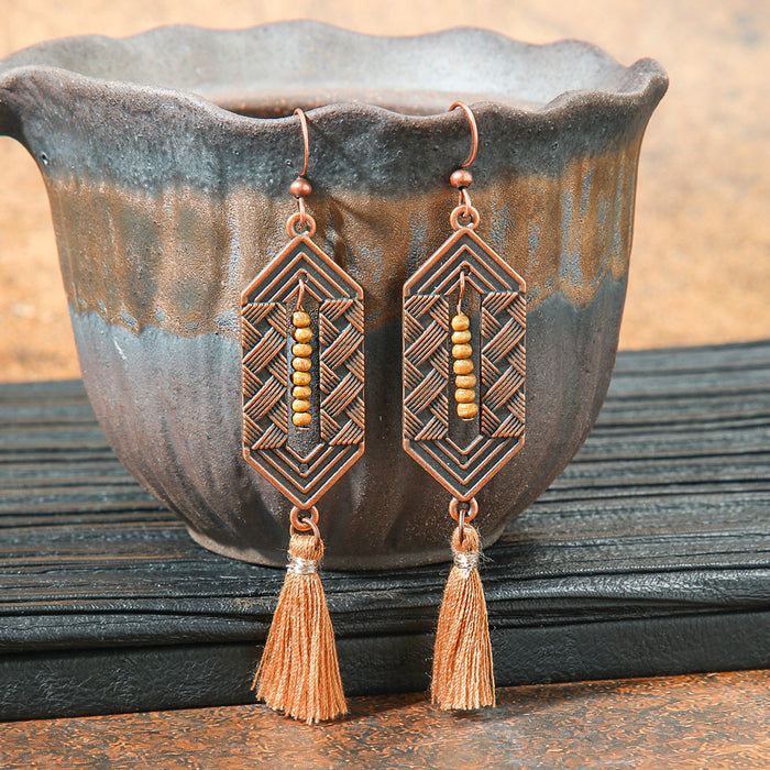 Wholesale 2pcs retro ethnic geometric turquoise earrings
