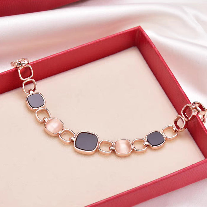 Wholesale Acrylic Moonstone Geometric Square Diamond Set Bracelet