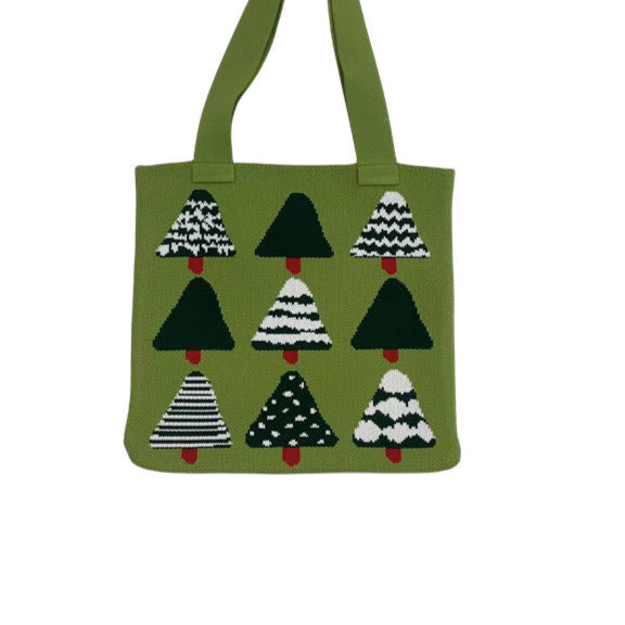 Wholesale Creative Cartoon Christmas Tree Woven Bag Shopping Knitted Bag