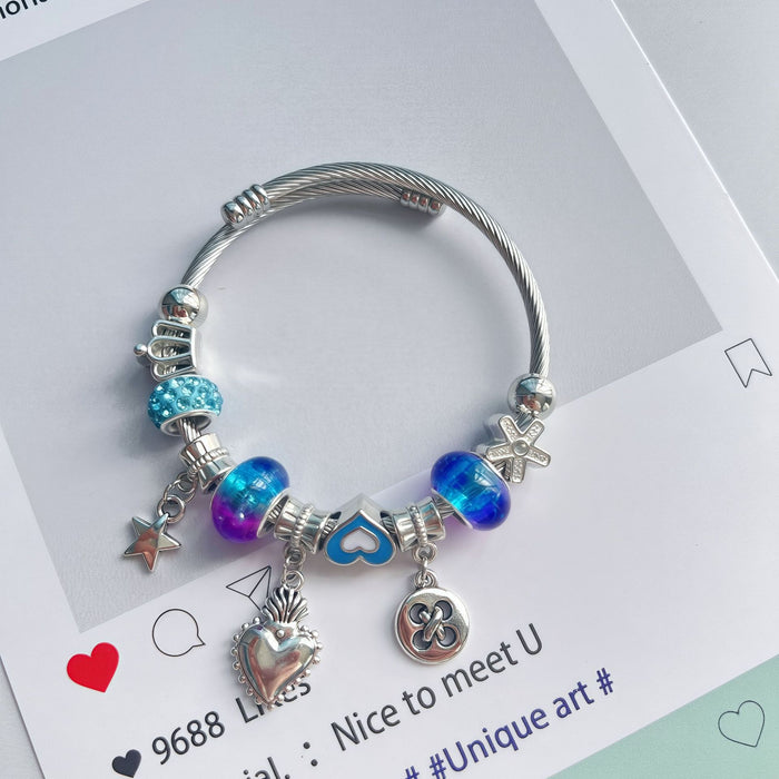 Wholesale DIY Beaded Multi-Element Stainless Steel and Copper Alloy Bangle