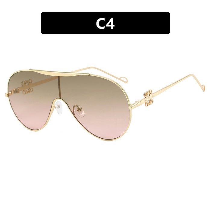 Wholesale Conjoined Sunglasses Pilot Frame Driving Sunglasses Premium Metallic Retro Sunglasses