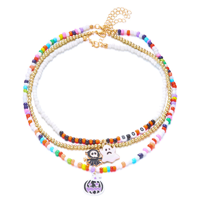 Wholesale Popular Halloween Jewelry Pumpkin Ghost Pendant Necklace