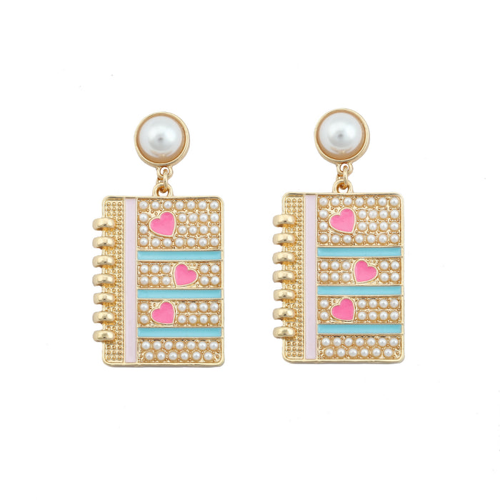 Wholesale notebook fashion all-match women's enamel love pendant earrings