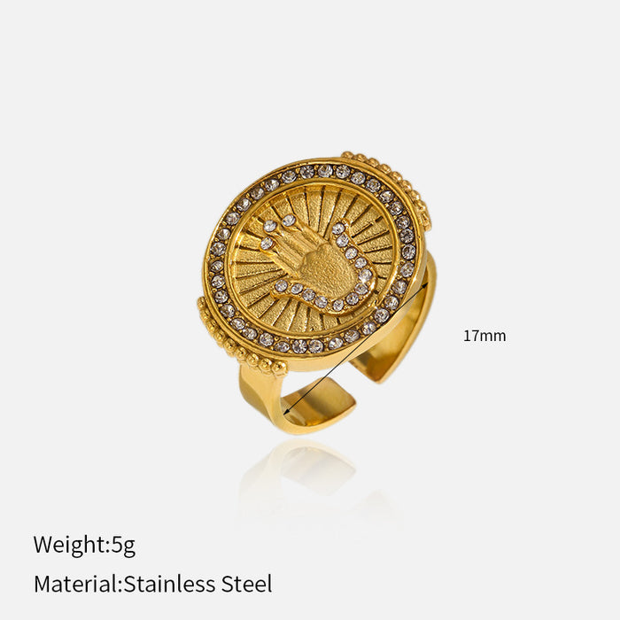 Wholesale Electroplating stainless steel ring, niche, high-end, light luxury, non fading, open mouth ring