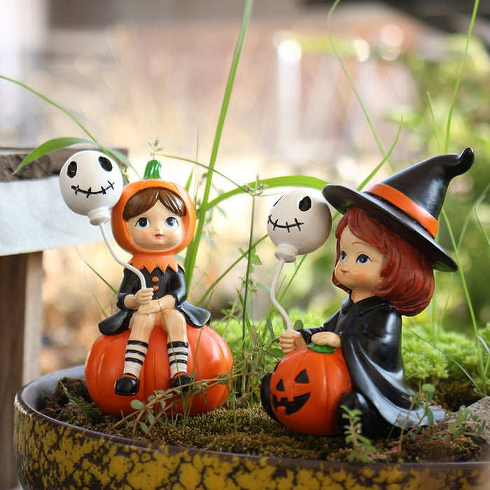Wholesale American Country Resin Skull & Witch Set Home Decor