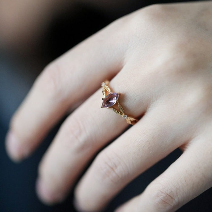 Wholesale Rose gemstone inlaid light luxury same style ring versatile