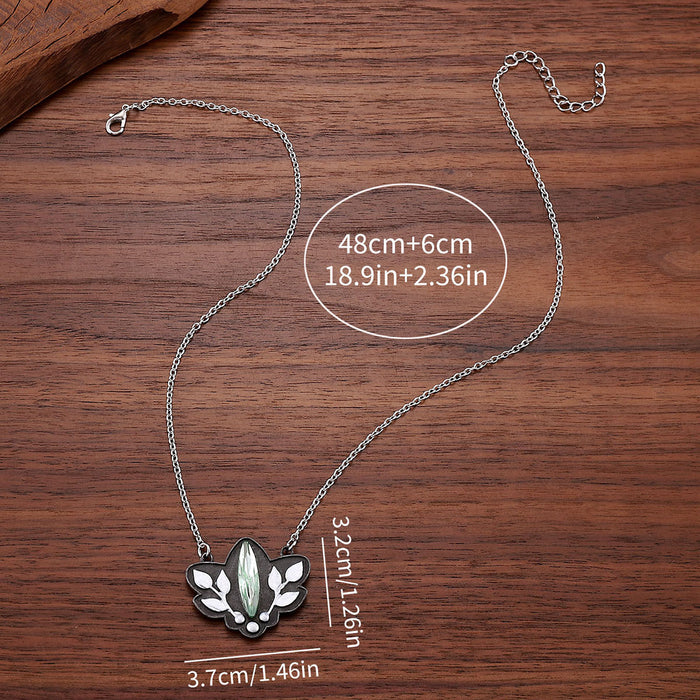 Wholesale Metallic leaf diamond necklace with old-fashioned design,  versatile jewelry