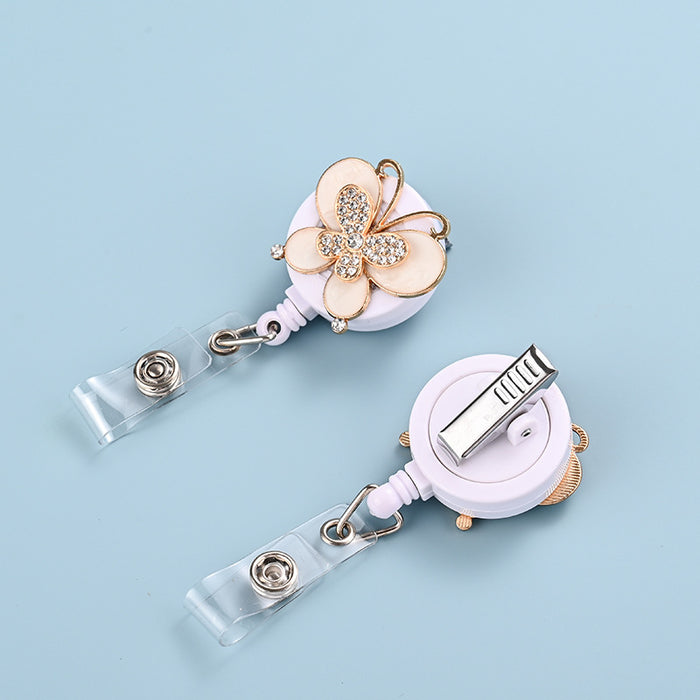 Wholesale Metal Diamond Butterfly Cartoon Retractable Buckle Keychain JDC-KC-ChangQi001