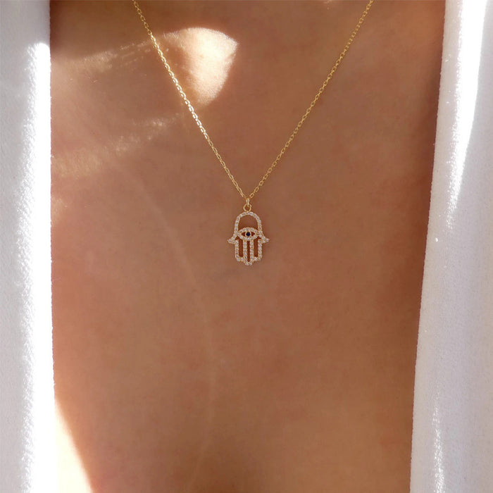 Wholesale Simple Devil's Eye, God's Hand, Crystal Necklace, Personalized Clavicle Chain