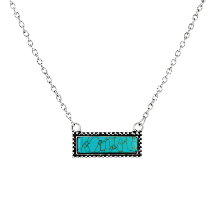 Wholesale Turquoise Fan-Shaped Retro Bohemian Necklaces