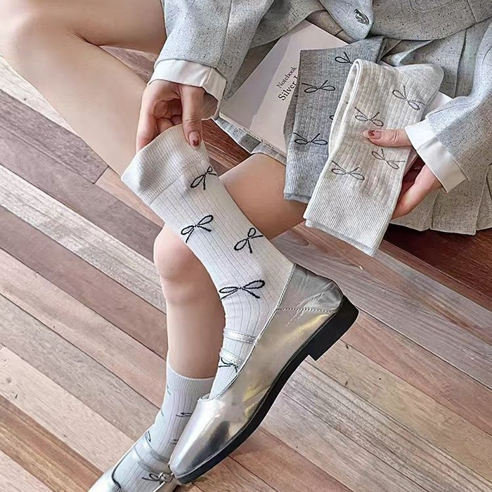 Wholesale Ballet style bow socks, mid length socks, personalized and sweet socks