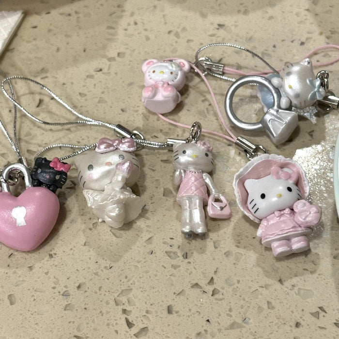 Wholesale Cartoon Long-Legged  Cat Keychain Charm with Ring
