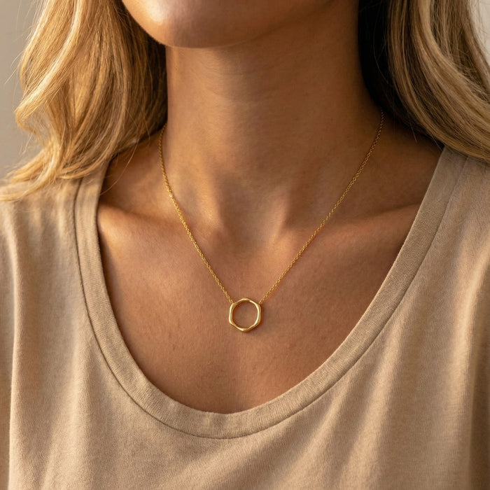 Wholesale Stainless steel Minimalist Circle Pendant Clavicle Necklace