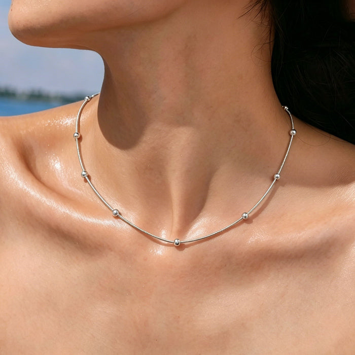 Wholesale 2pcs Stacked necklaces,  plain chain,  snake bone,  titanium steel chain
