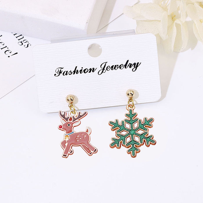 Wholesale Metal Electroplated Christmas Earrings Snowflake Elk Design Chic Fashion Access MOQ≥2 MOQ≥