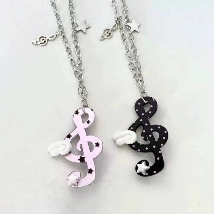 Wholesale Acrylic Musical Note Necklace One-Winged Angel Fashion Jewelry Accessory