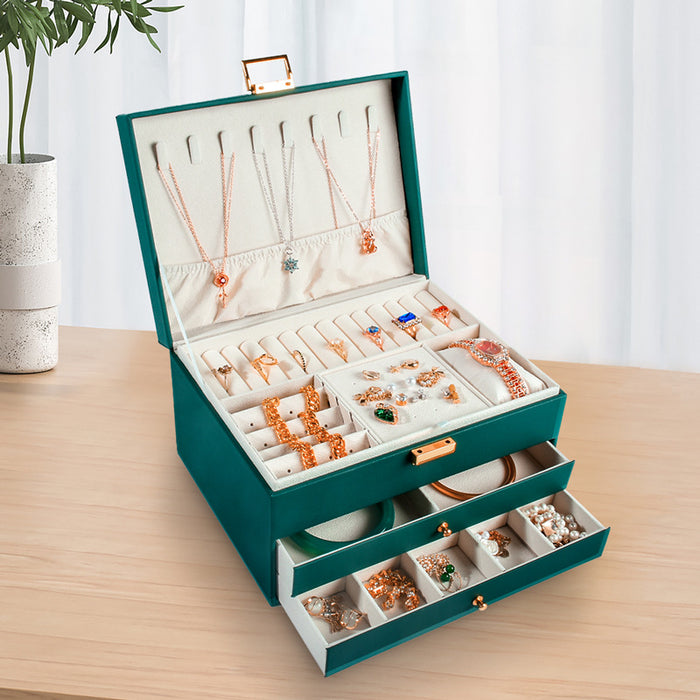 Wholesale Multifunctional Jewelry Box Three-layer Leather JDC-SB-ZX006