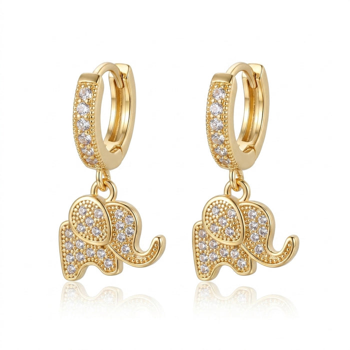 Wholesale Micro-painted zircon animal elephant earrings for women,  European and American style,  buckle style,  cable knit texture,  light luxury and high-end feel,  highly recommended.