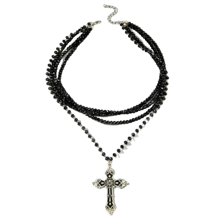 Wholesale Gothic Vintage Dark Cross Pendant Necklace Copper Layering Jewelry Boutique Resale MOQ≥2