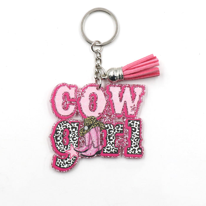 Wholesale Western Style Letters Acrylic Keychain JDC-KC-XYan003