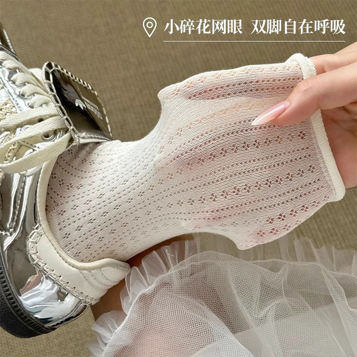 Wholesale Mesh socks, rolled edge pile socks, pure cotton trendy boneless hollow socks