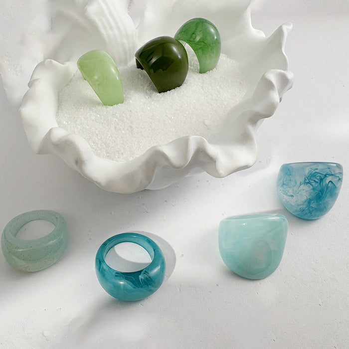 Wholesale Trendy Resin Gradient Ring Women' s Geometric Jewelry Accessory MOQ≥5