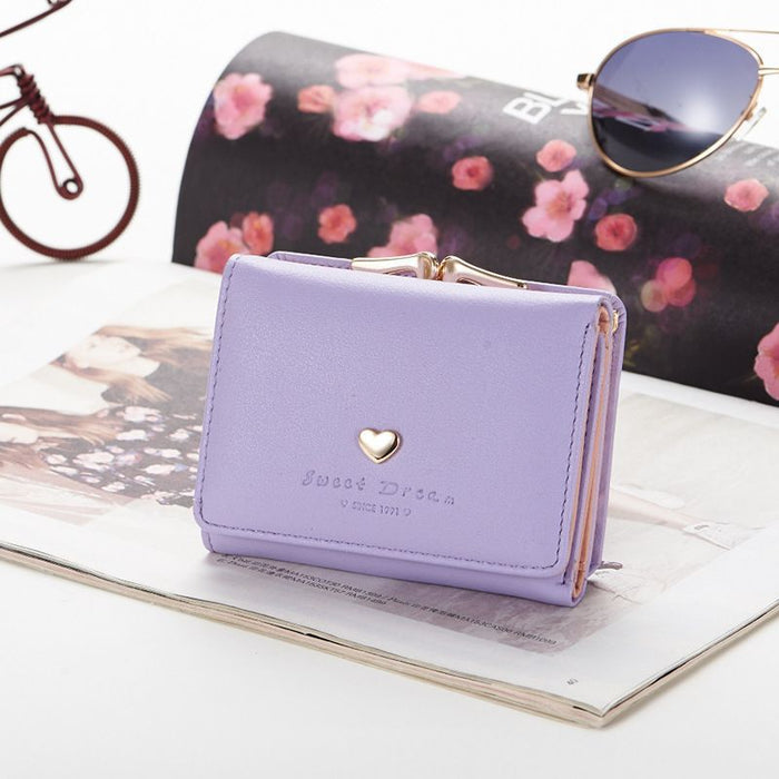 Wholesale Chic Folding Wallet with Sequins PU Solid Color Multi-Card Slots Fashion Accessory MOQ≥3