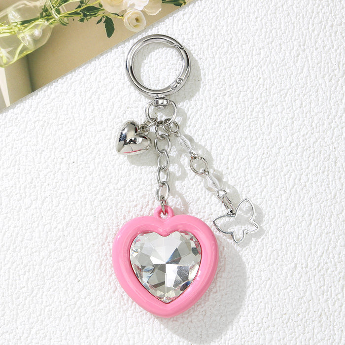 Wholesale Acrylic Butterfly Heart Car Keychain Bag Charm Pink Sweet Style  Gift Accessory MOQ≥2