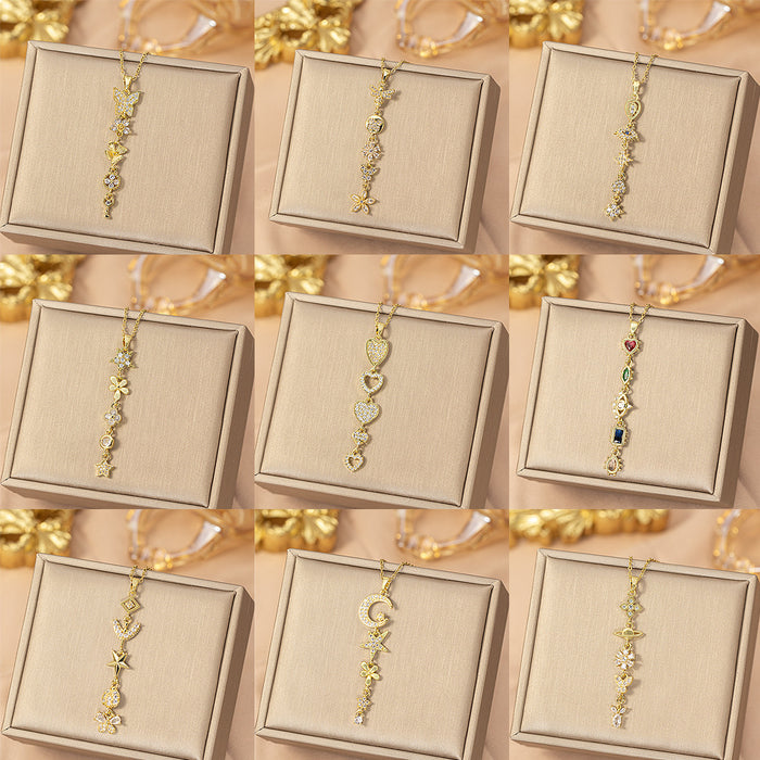 Wholesale Titanium Steel Gold Plated Butterfly Tassel Necklace Trendy Jewelry Accessory MOQ≥2