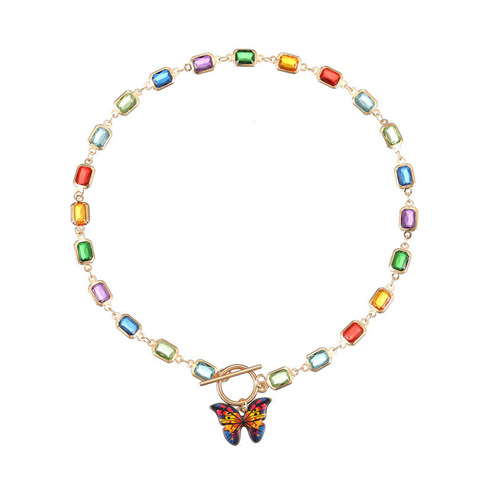 Wholesale Butterfly necklace fashionable retro trend simple buckle lock bone chain jewelry