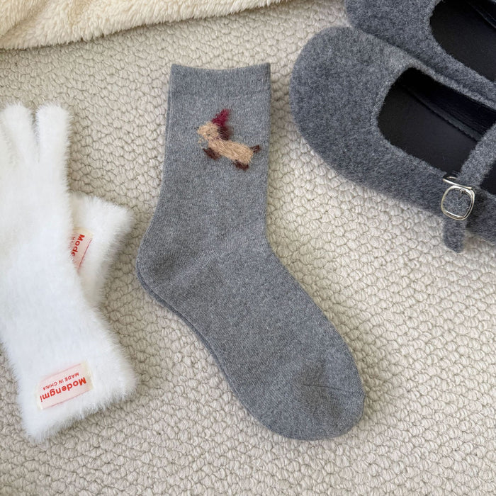Wholesale Cute socks with contrasting colors, thick and warm socks, looped socks, stacked socks