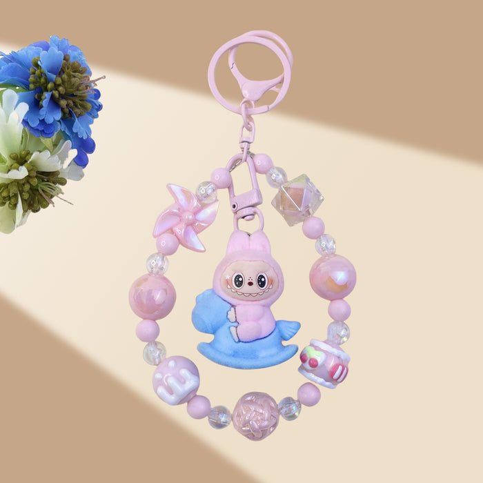 Wholesale Flocked Wizard Beaded Keychain