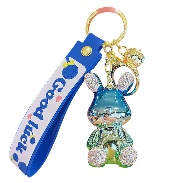 Al por mayor electroplation Sitting Diamond Rabbit Keychain JDC-KC-YDAO096