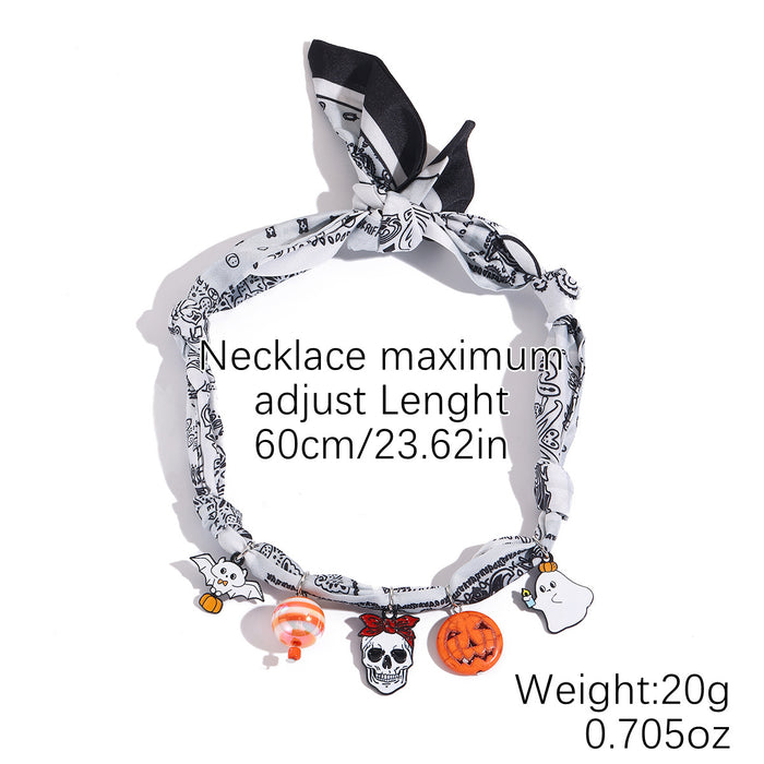 Wholesale Jewelry Summer Silk Scarf Necklace Multi-Pendant Pearl Colorful Silk Scarf Necklace