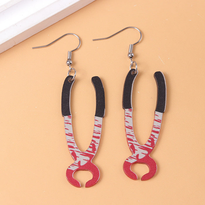 Wholesale Blooded Pliers Knife Acrylic Earrings Exaggerated Earrings Ear Jewelry