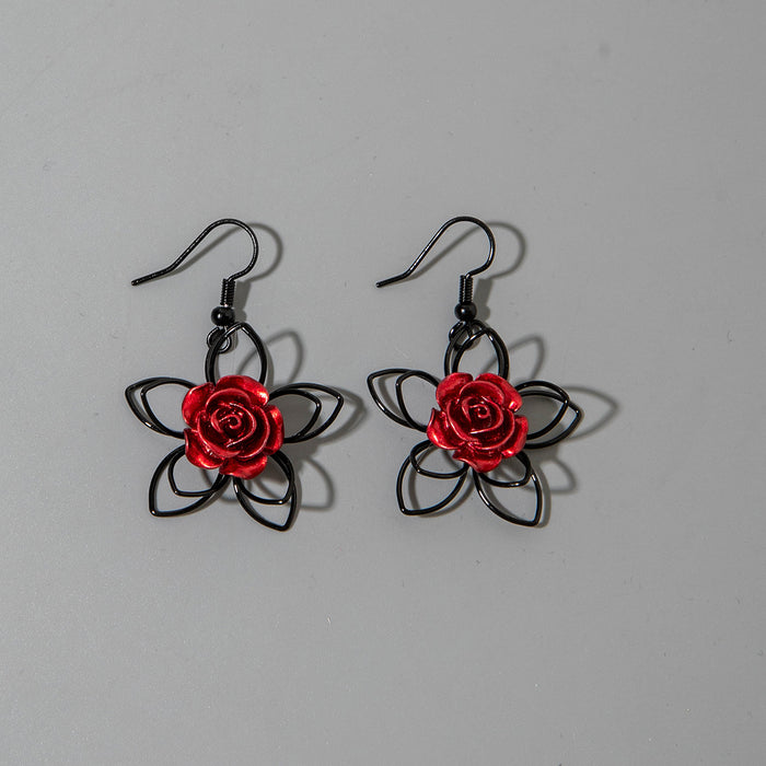 Wholesale Trendy Dark Flower Hollow Earrings Iron Alloy  Party Fashion Accessory MOQ≥2