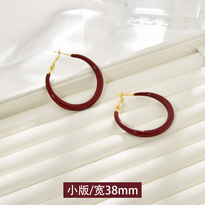 Wholesale   Red Hoop Earrings Slim Earrings Earrings for Women temperament