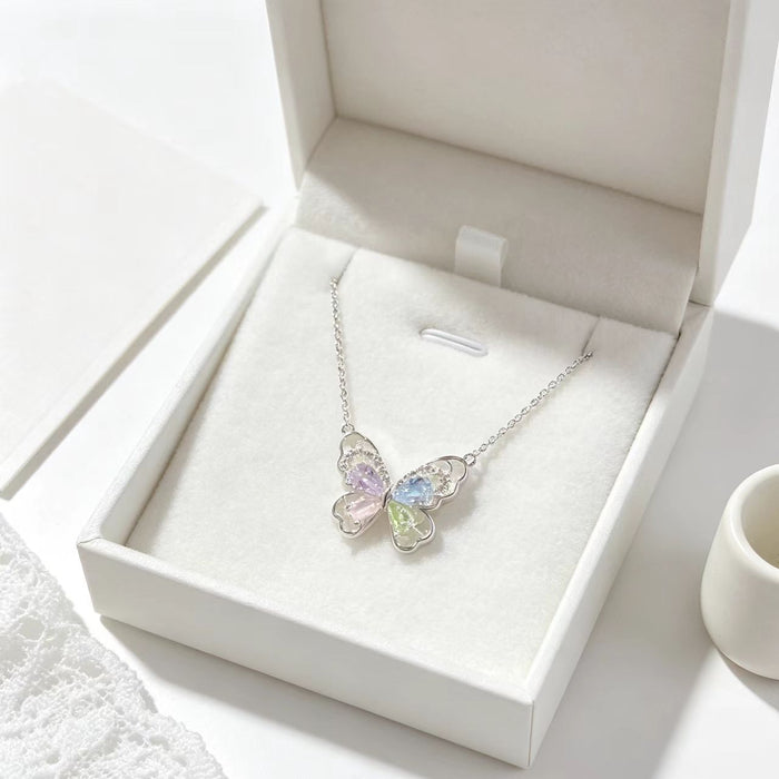 Wholesale Colorful Butterfly Gold-Plated Copper Clavicle Necklace Trendy Fashion Accessory