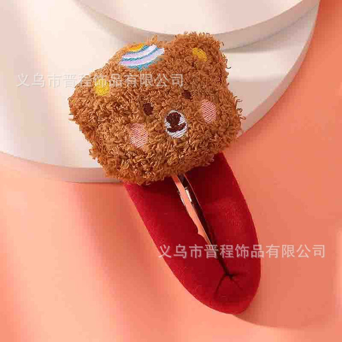 Wholesale New cartoon dog sponge hair clip with side bangs and plush toy large clip wholesale
